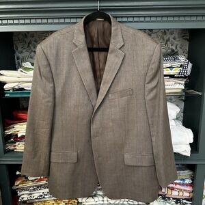 Ralph Lauren Blazer Mens 48R Blue Brown Plaid Silk Wool Sport Coat Dillards